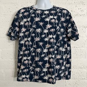 5/$25 MBX Premium Good Mens T Shirt XXL Blue Palm Trees Slub Knit 100% Cotton